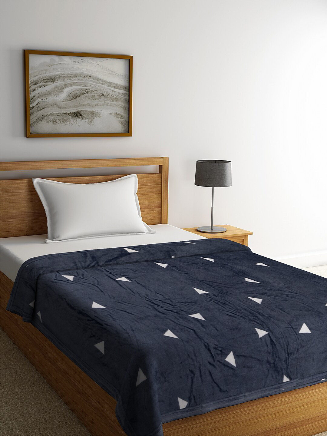 Cortina Grey Geometric AC Room 210 GSM Single Bed Blanket