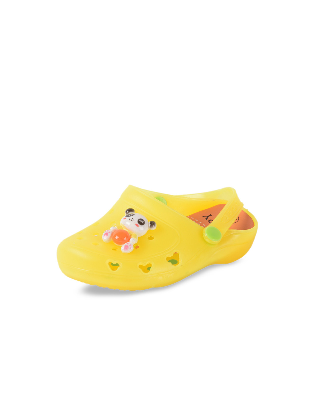 Yellow Bee Unisex Kids Yellow LED Clogs with Panda Motif
