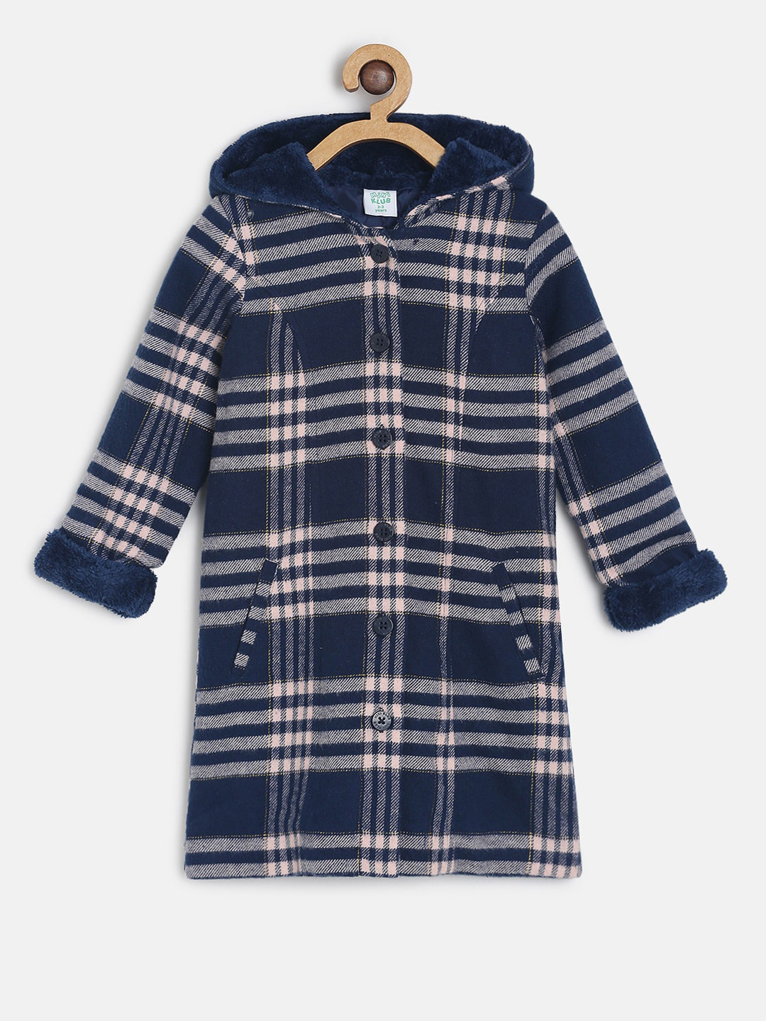 MINI KLUB Girls Navy Blue Striped Tailored Jacket