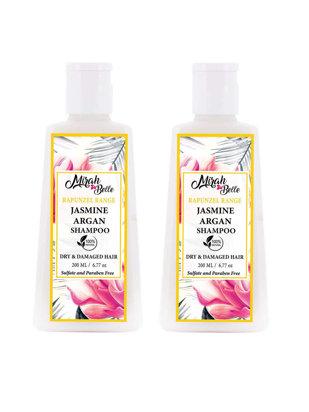 Mirah Belle Pack of 2 Jasmine Argan Shampoo for Dry & Damaged Hair 200 ml (each)