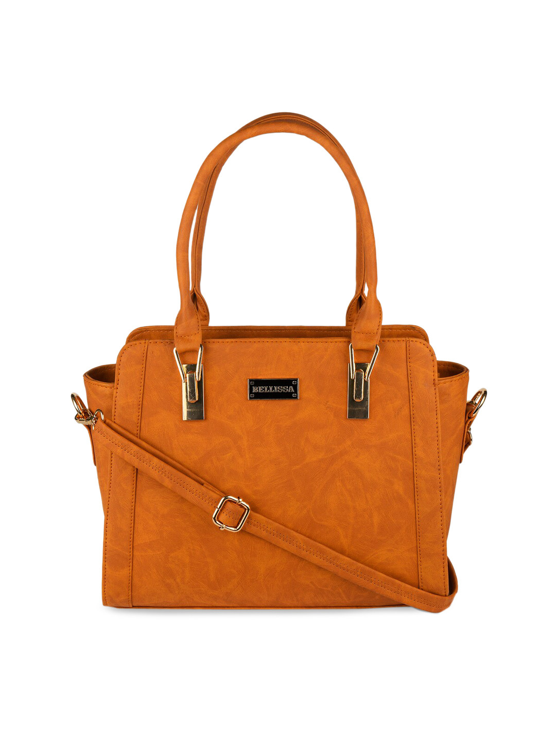 Bellissa Mustard Brown Textured Handheld Bag