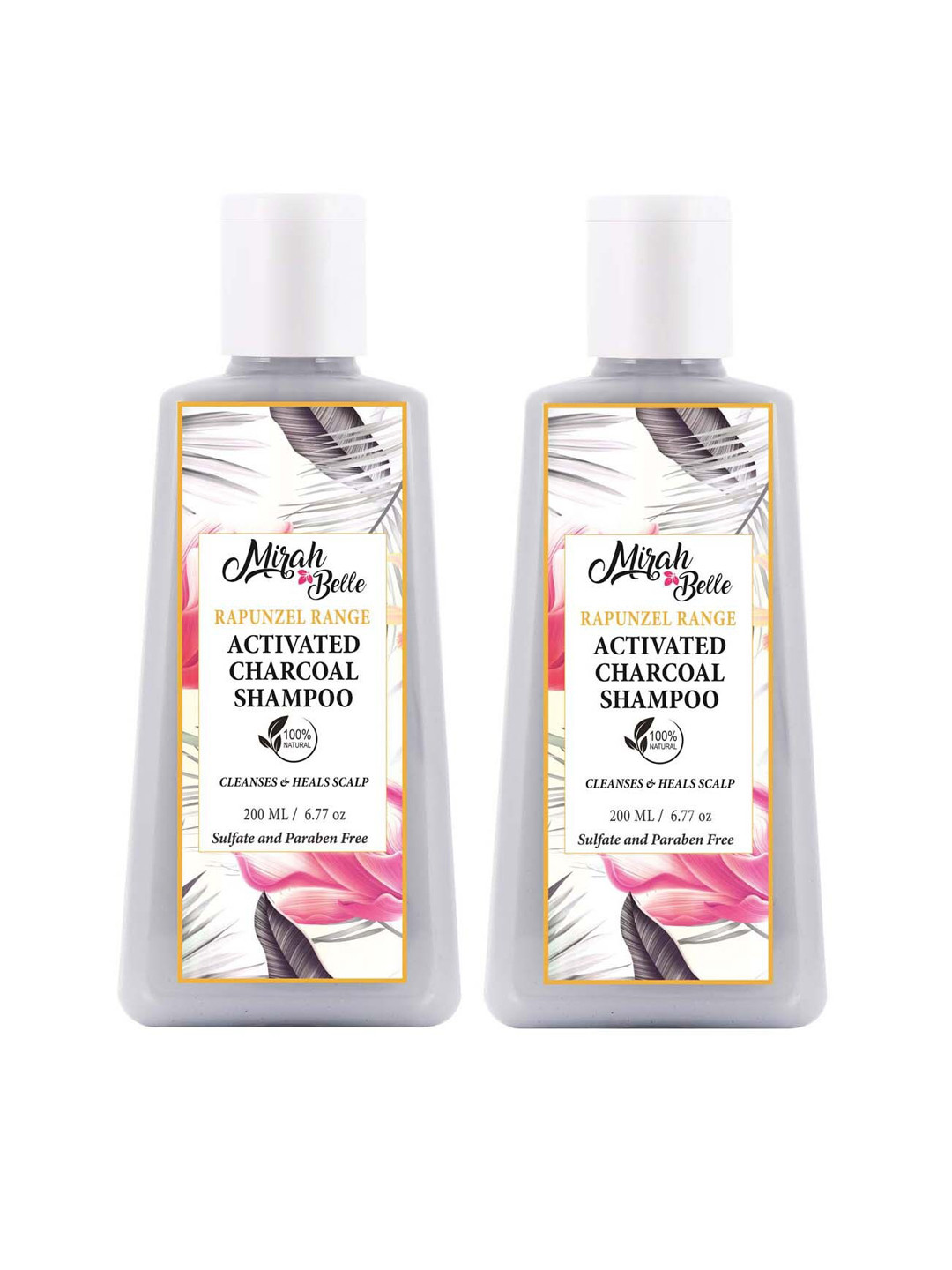 Mirah Belle Set of 2 Activated Charcoal Shampoo 400 ml