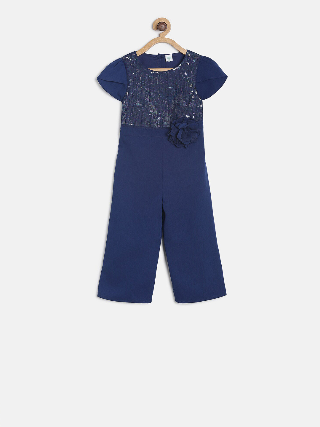 MINI KLUB Girls Navy Blue Sequined Jumpsuit
