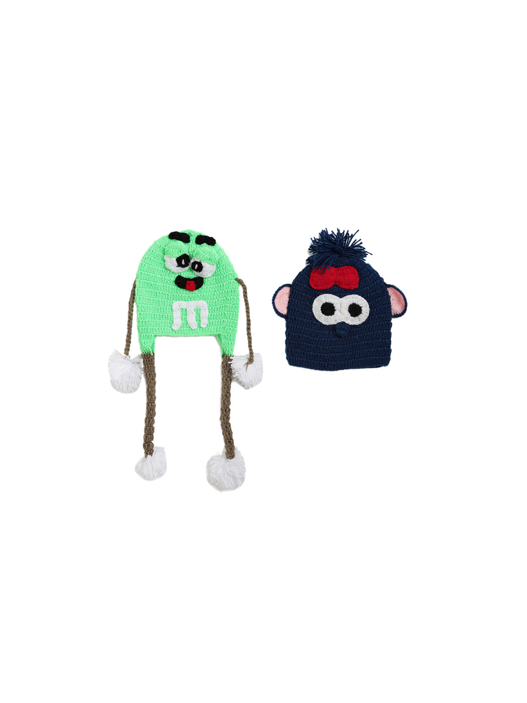 CHUTPUT Kids Pack Of 2 Green & Navy Blue Cute Funky Designer Cap