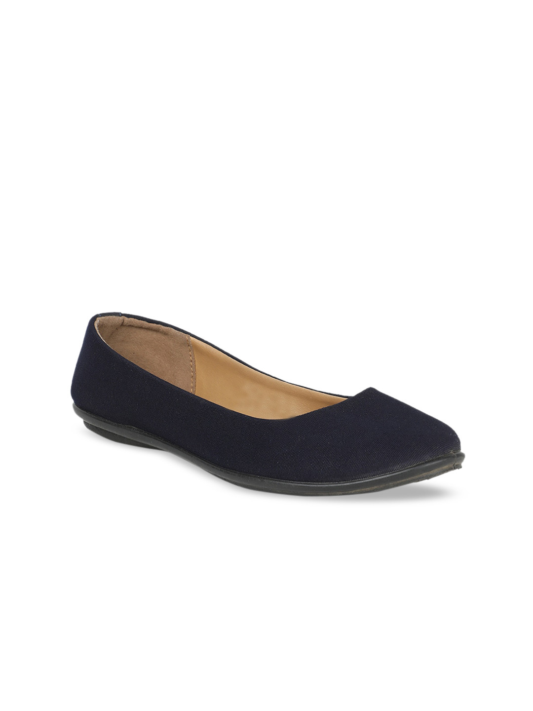 Bata Women Navy Blue Solid PU Ballerinas
