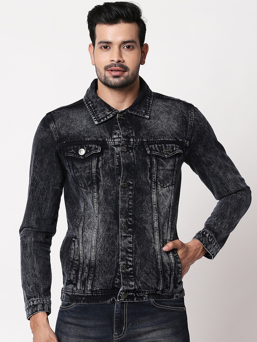 Buy High Star Men Black Solid Denim Jacket - Jackets for Men 11275832