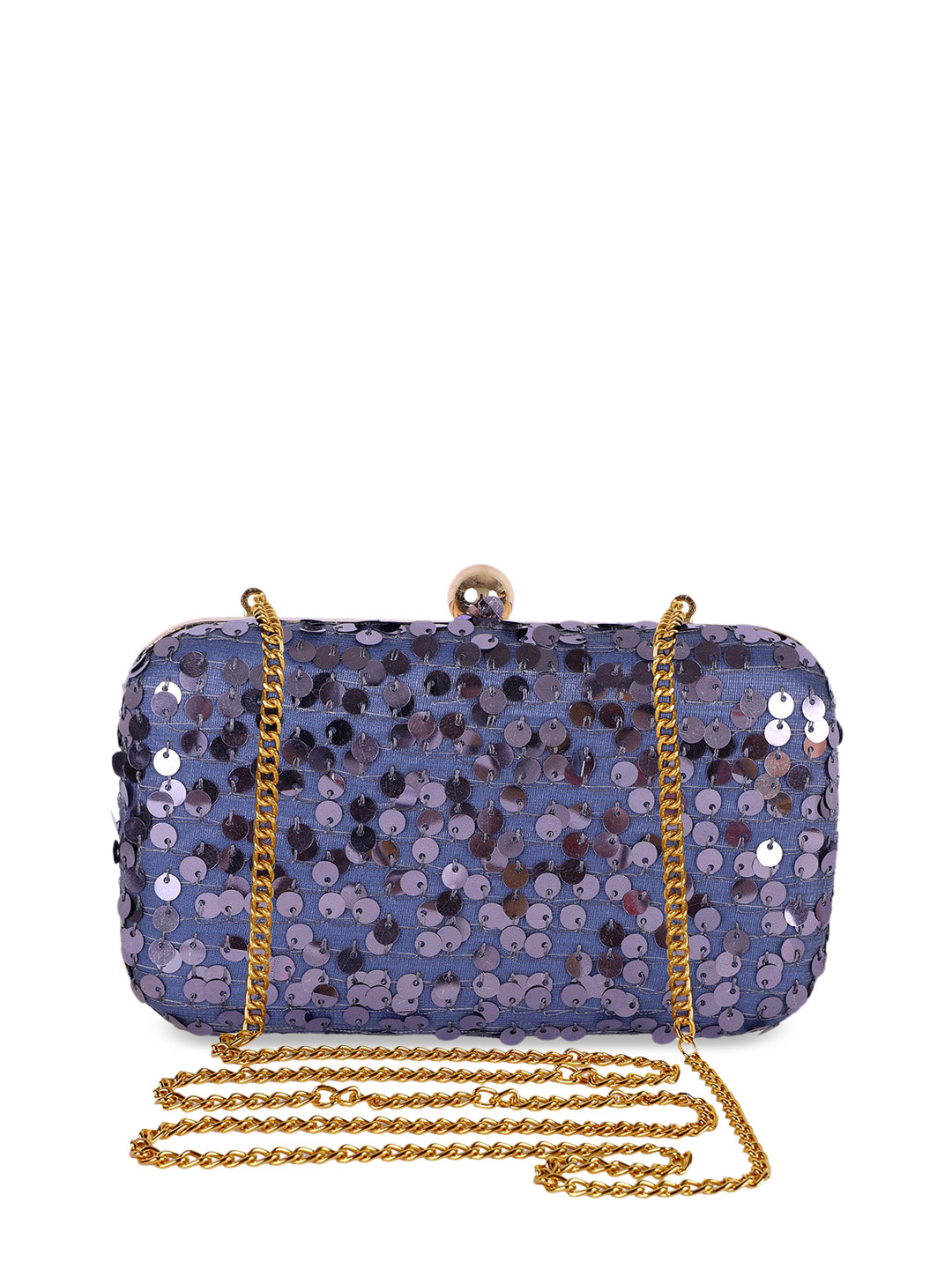REZZY Blue Embellished Box Clutch