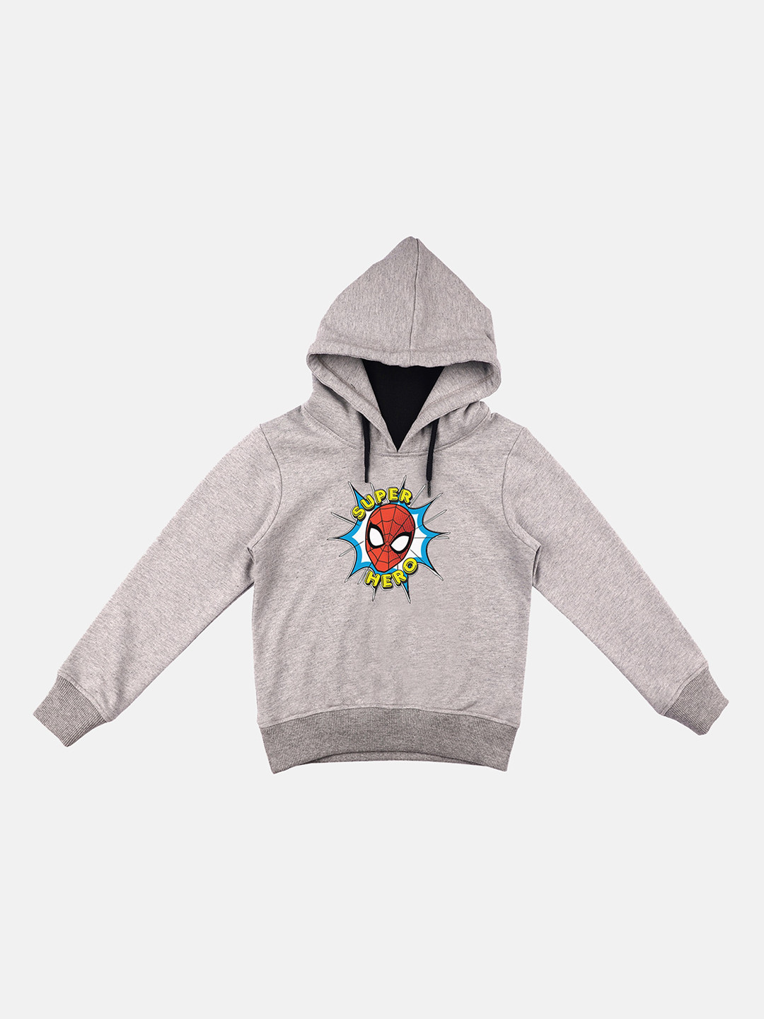 YK Marvel Boys Grey Avengers Spiderman Print Hooded Sweatshirt With Attached Face Covering