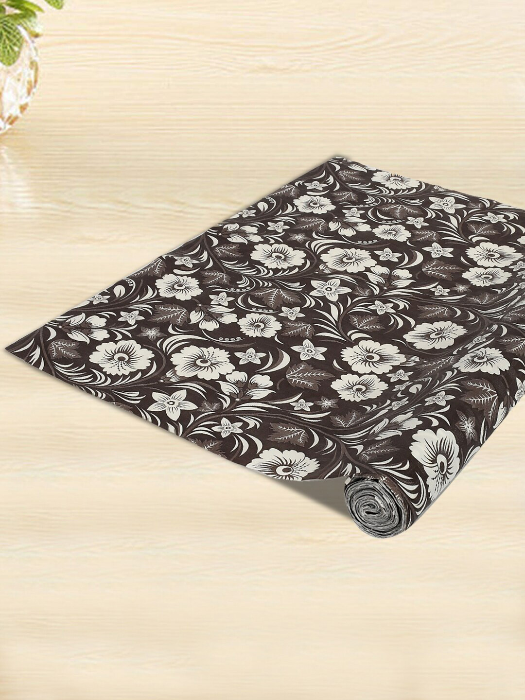 Kuber Industries Brown & White Printed Kitchen Drawer Sustainable Shelf Liner