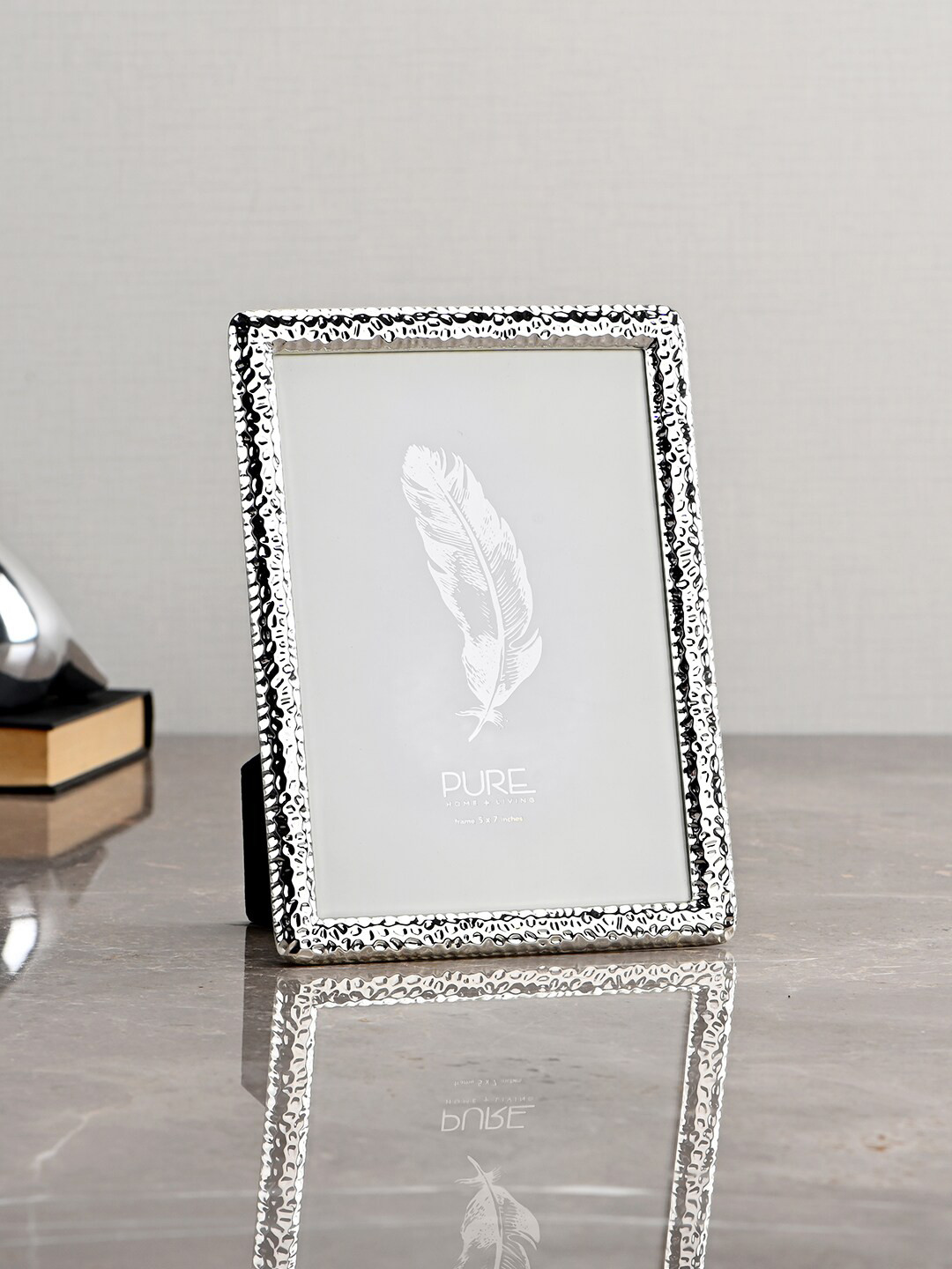 Pure Home and Living Silver Plated Hammered Metal Photo Frame - Medium