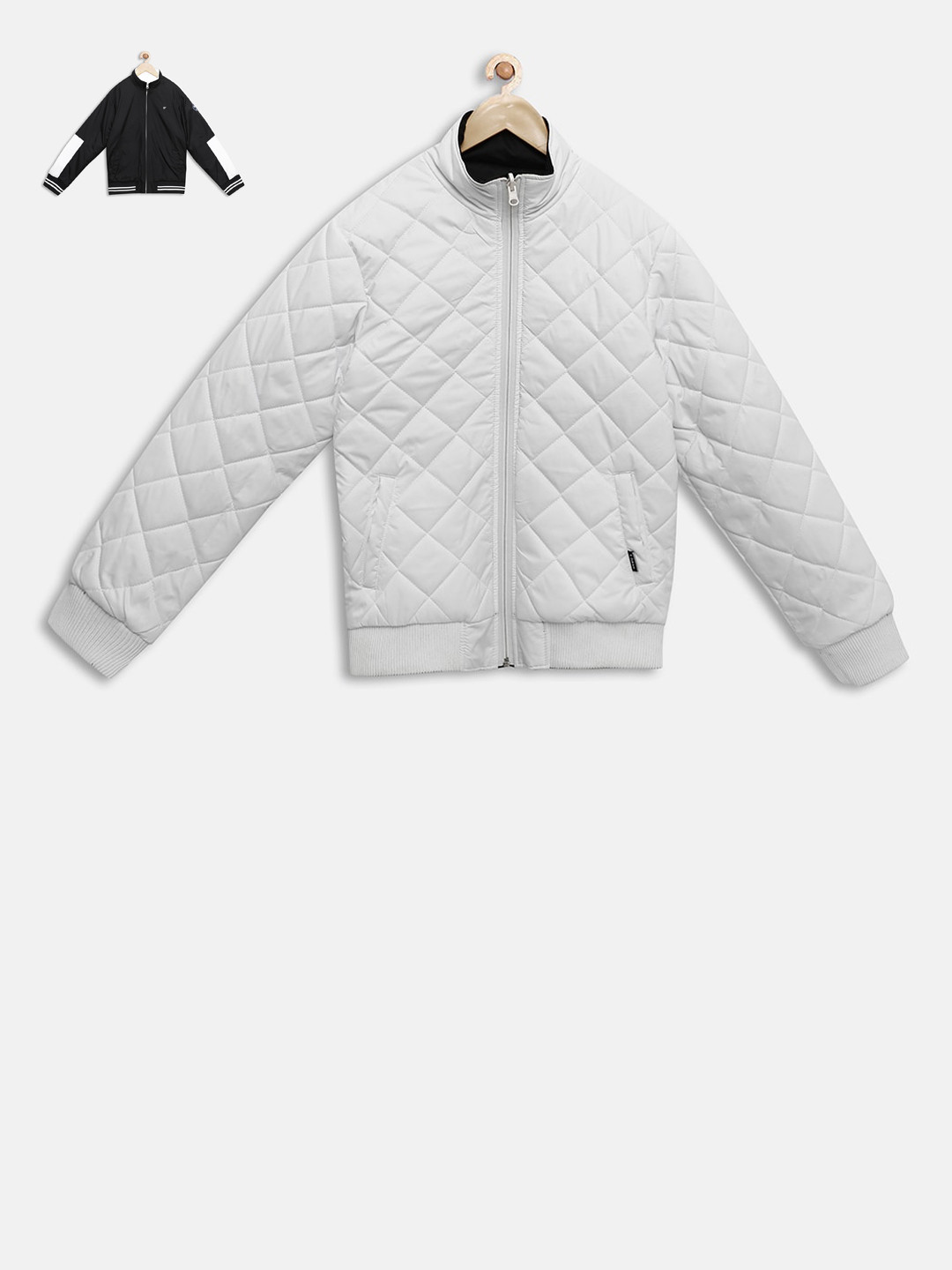 t-base Kids White & Black Reversible Bomber Jacket