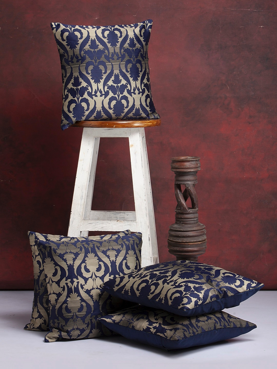 Alina decor Ethnic Motifs Polyester Durable 5 Pcs Textured Square Cushion Covers -16x16In