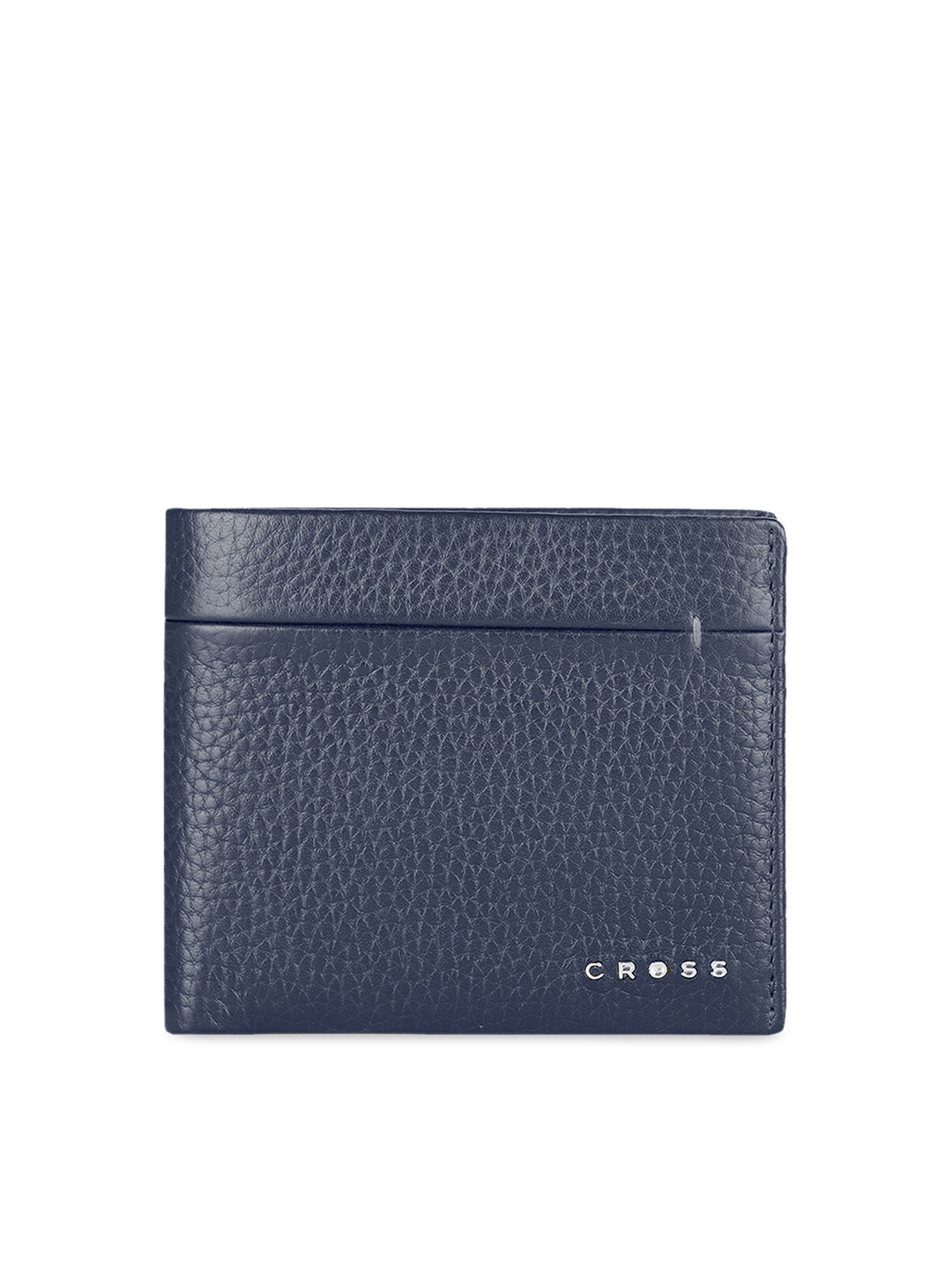 Cross Men Navy Blue Textured Two Fold Genuine Leather Wallet