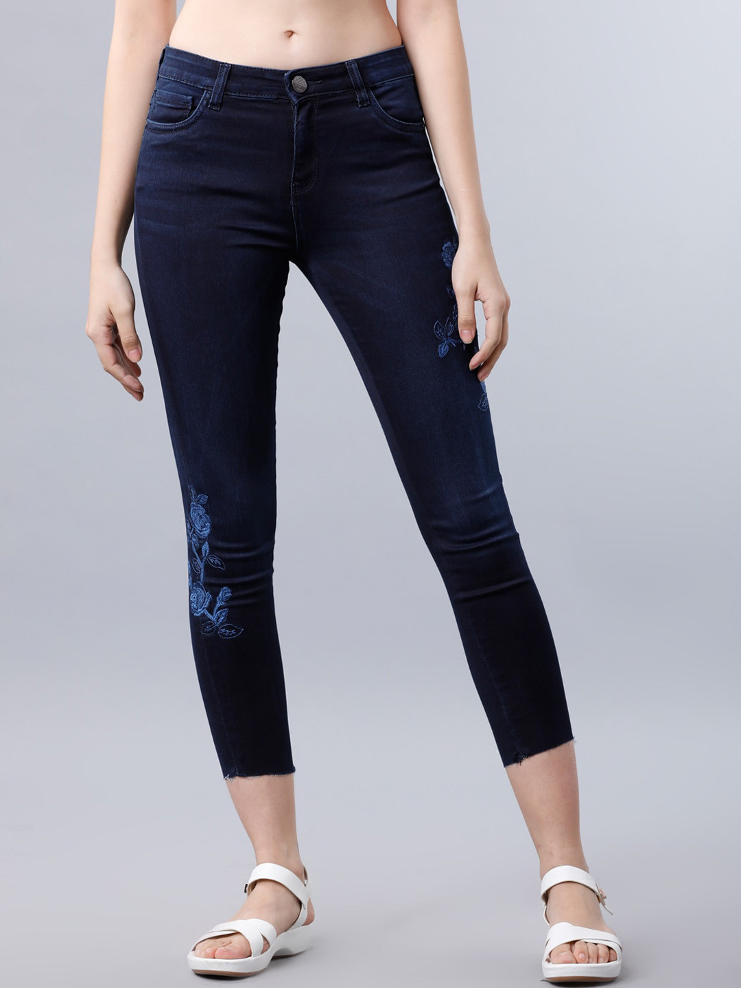Tokyo Talkies Women Navy Blue Super Skinny Fit Mid-Rise Clean Look Stretchable Jeans