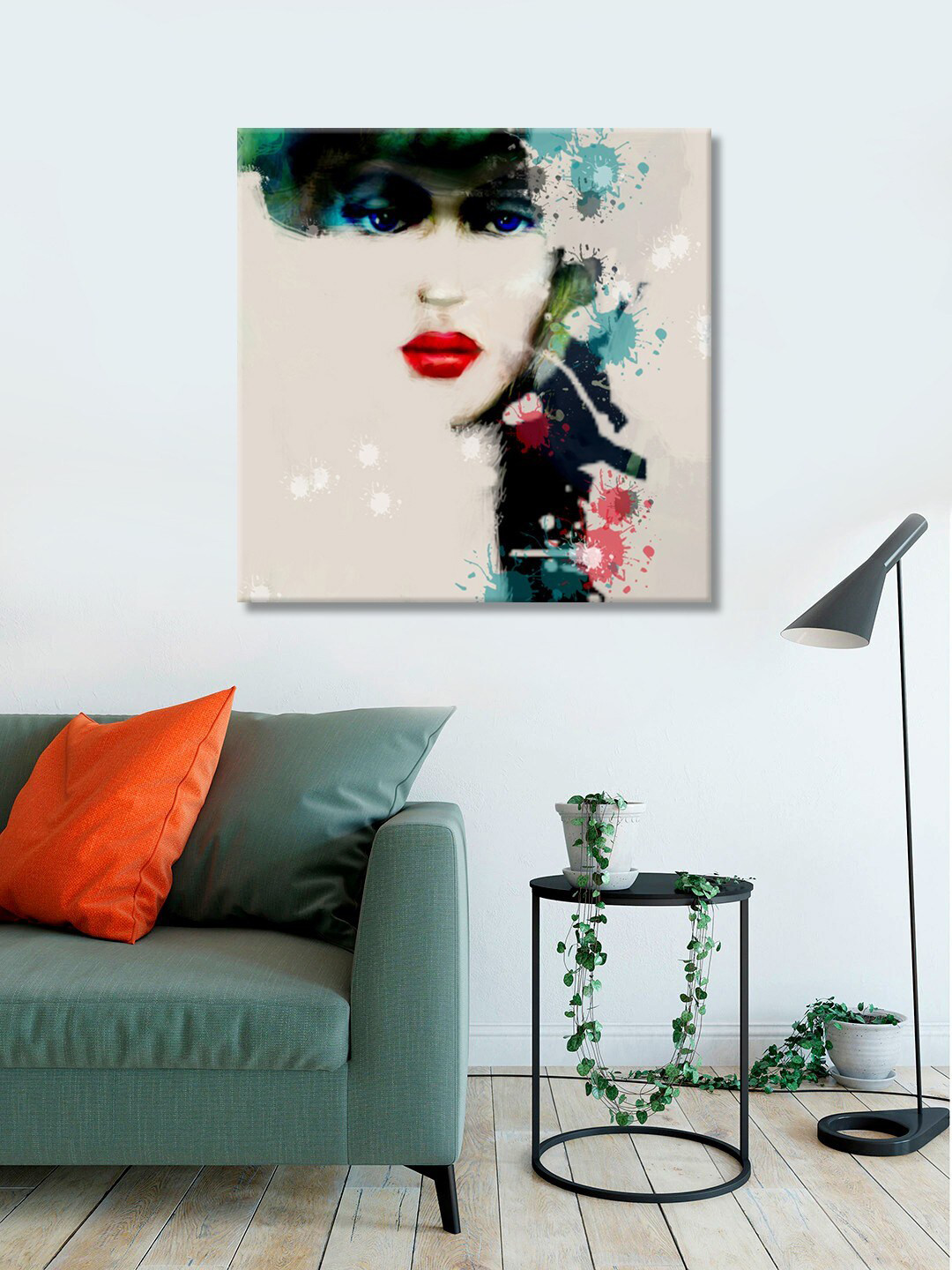 999Store Cream-Coloured & Black Portrait of Lady Face Wall Art