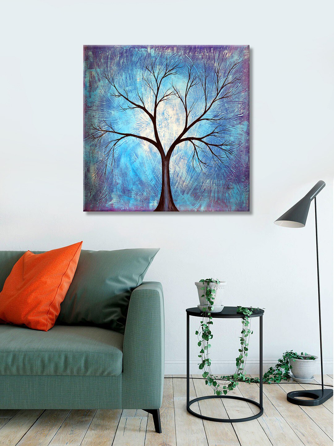 999Store Blue & Brown Abstract Printed Framed Wall Art