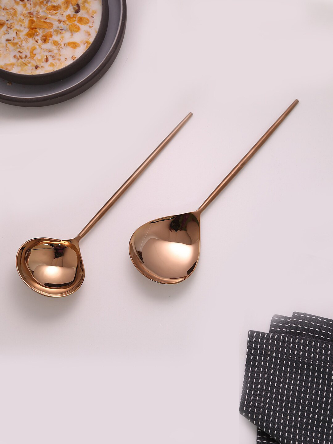 Ellementry Set Of 2 Rose Gold-Toned Handcrafted Masai Ladles