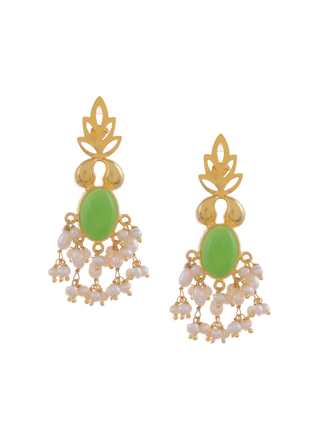 Silvermerc Designs Gold-Plated & Green Antique Classic Drop Earrings