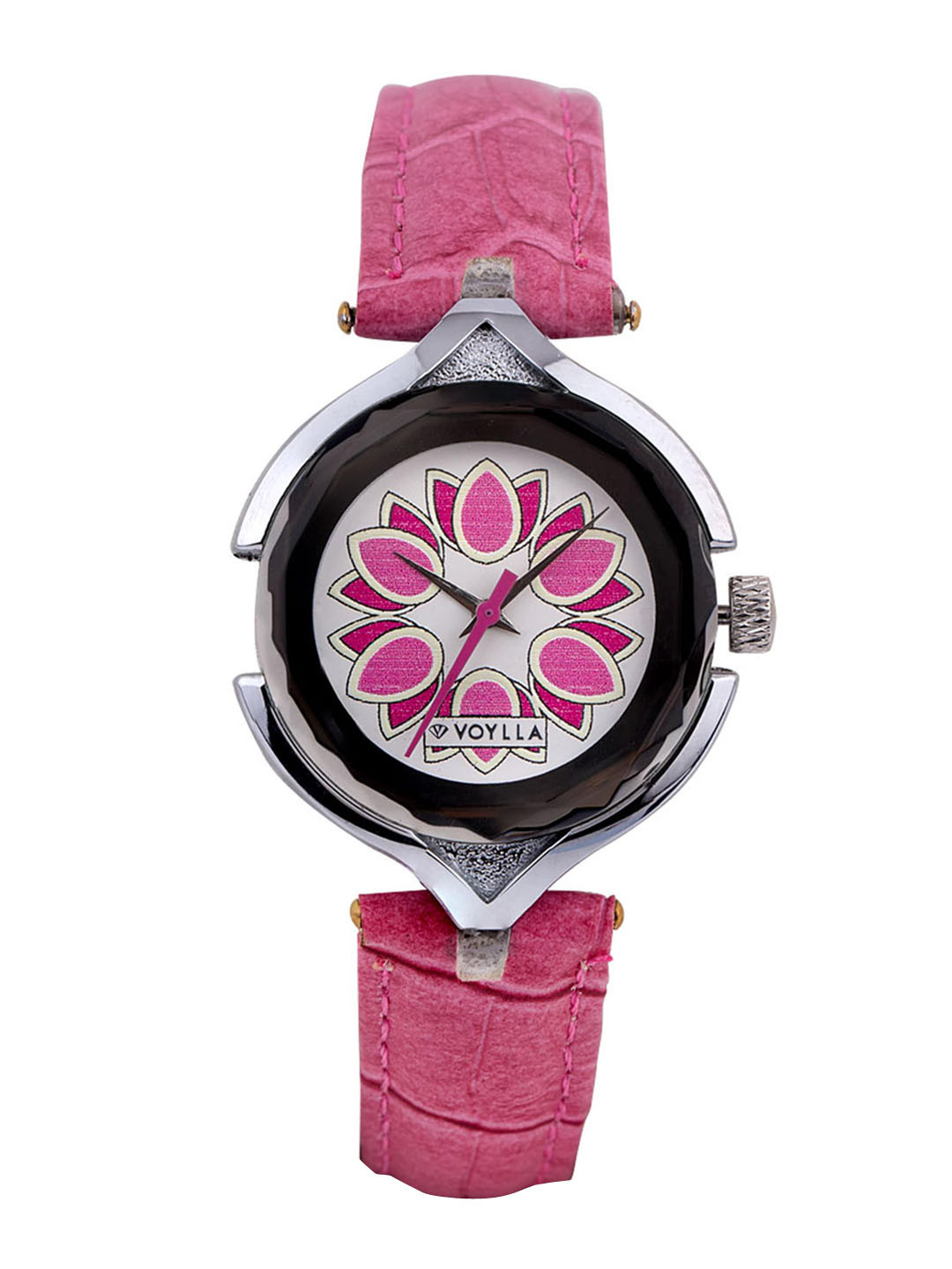 Voylla Women Silver-Toned & Pink Analogue Watch 8905124081282