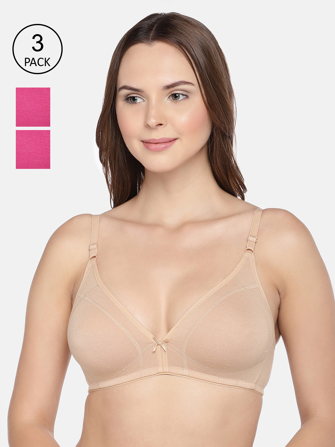 Inner Sense Pink & Nude Pack of 2 Everyday Bra SB099-Fuschia_Fuschia_Skin
