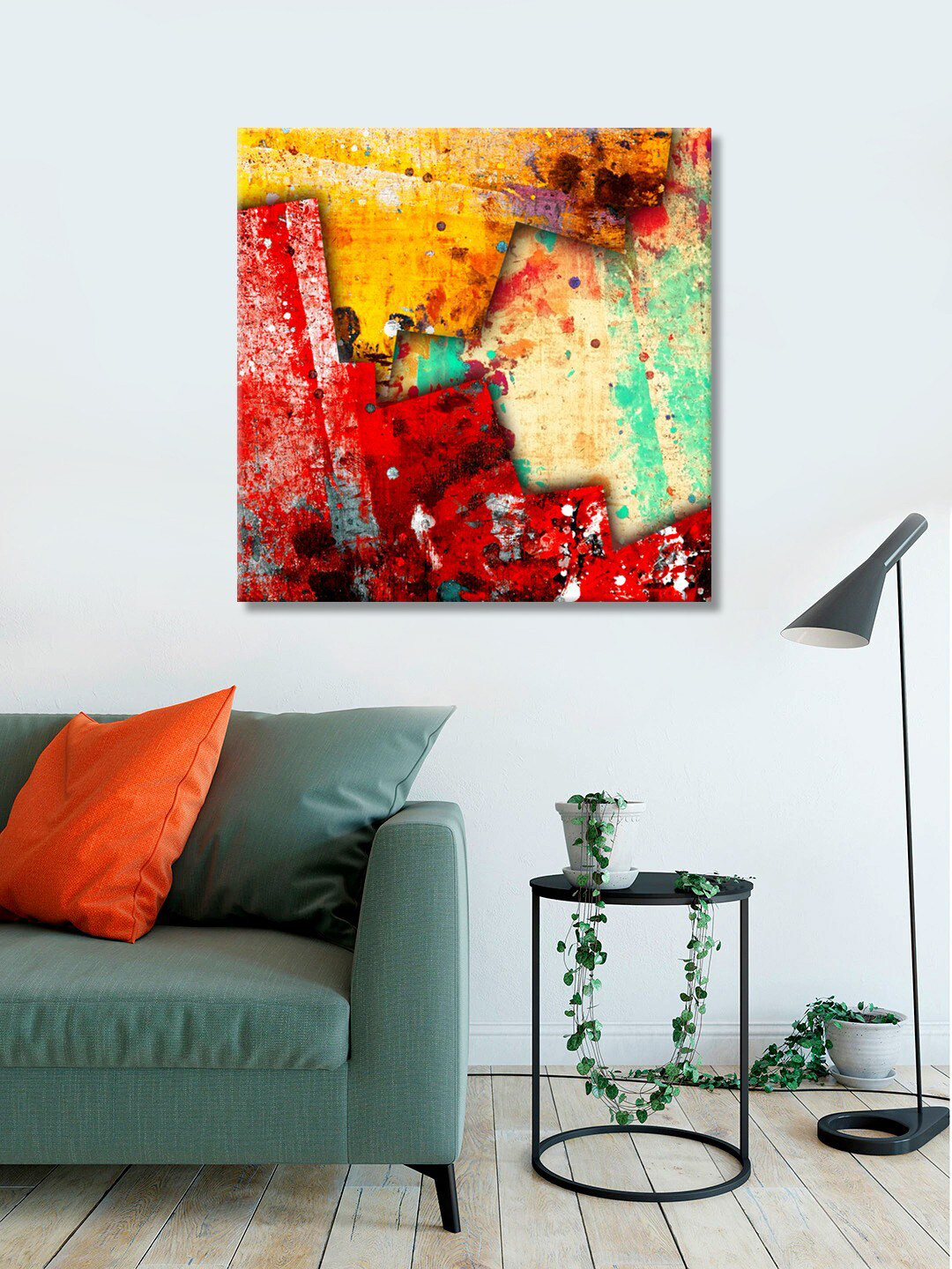 999Store Yellow & Red Abstract Wall Art