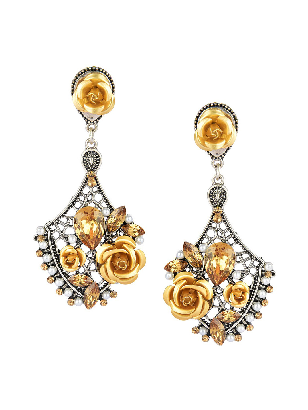 DESI COLOUR Silver-Toned Contemporary Drop Earrings