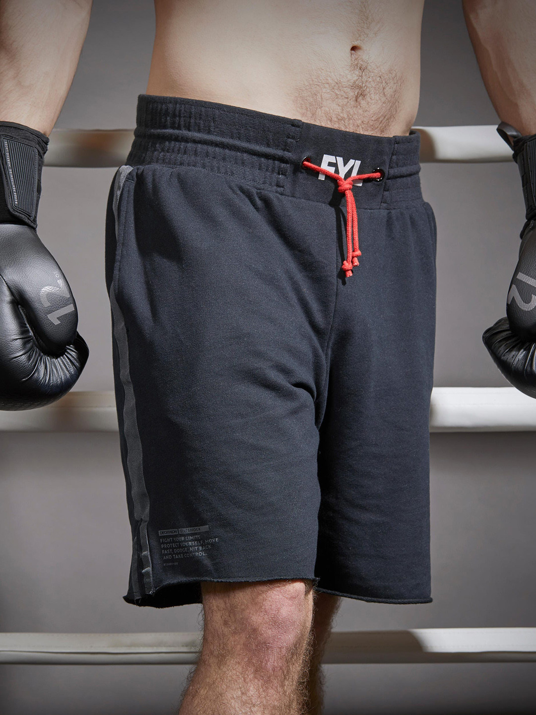 Decathlon Men Black Regular Fit Boxing Training Shorts