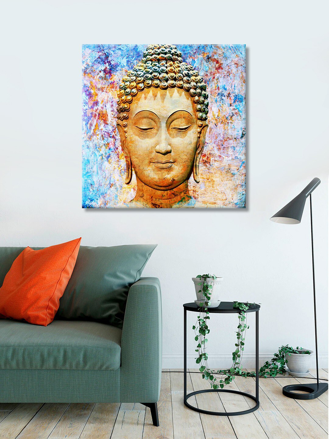 999Store Brown & Blue Lord Buddha Face Canvas Wall Art