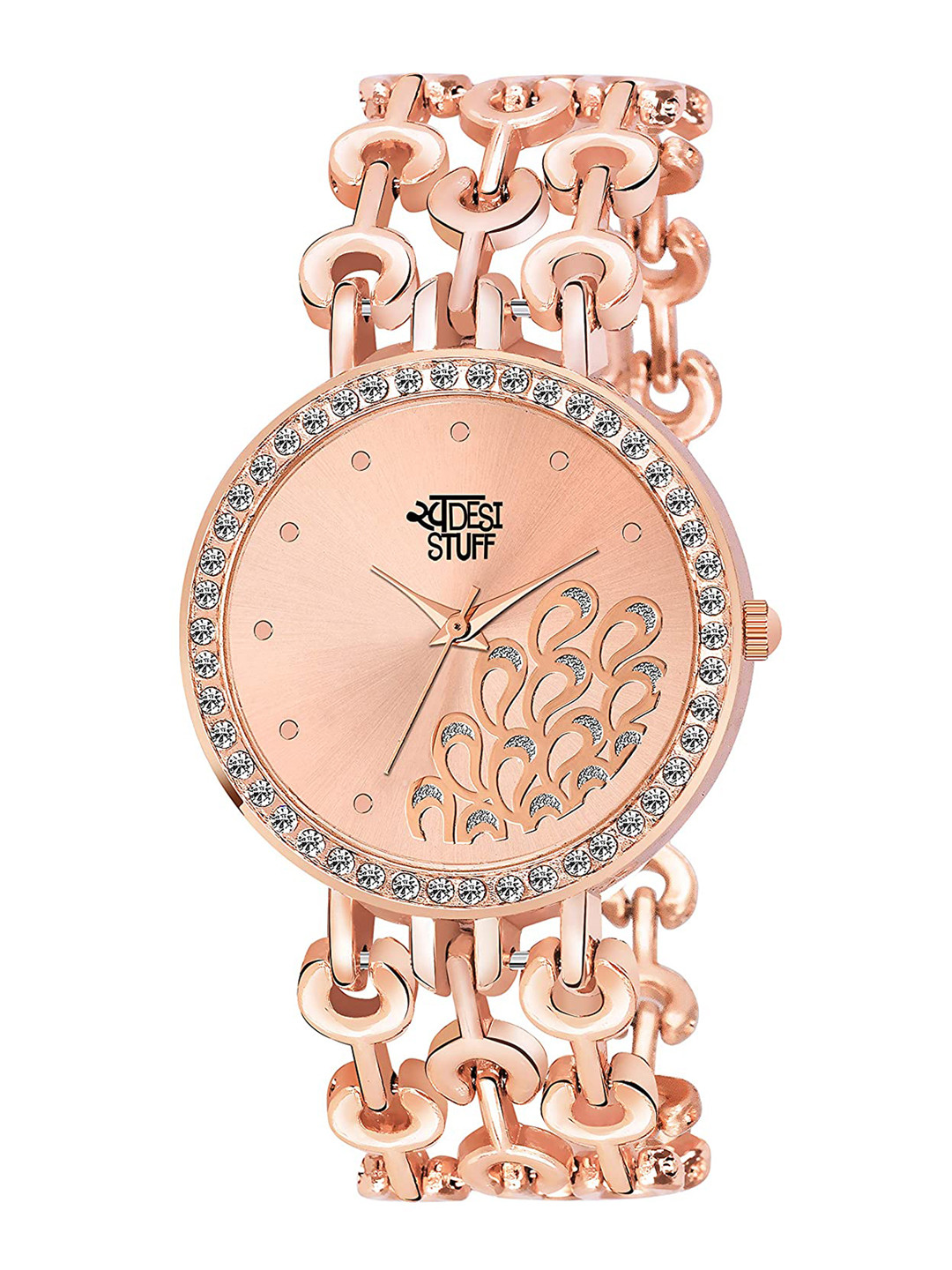 SWADESI STUFF Girls Rose Gold Analogue Watch metal black 61b