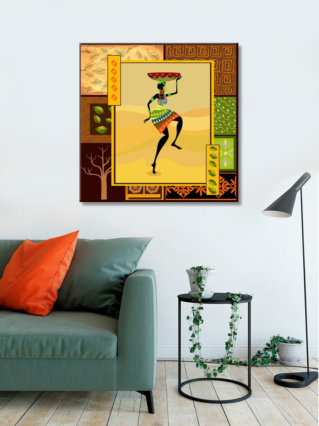 999Store Brown & Yellow Ethnic Woman Canvas Wall Art