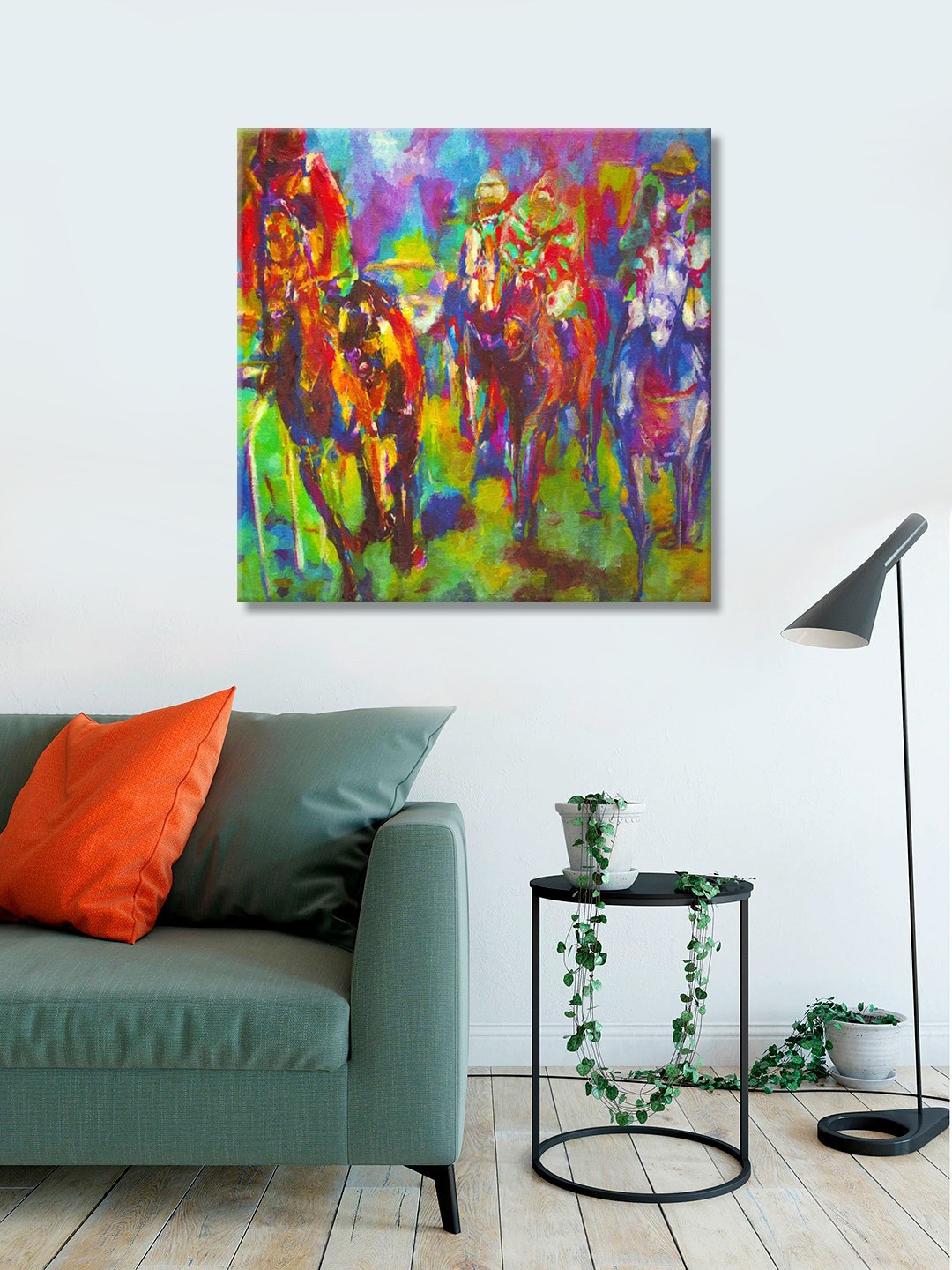 999Store Portait Horse Racing Wood Wall Square Paintings Wall Art - 24x24In