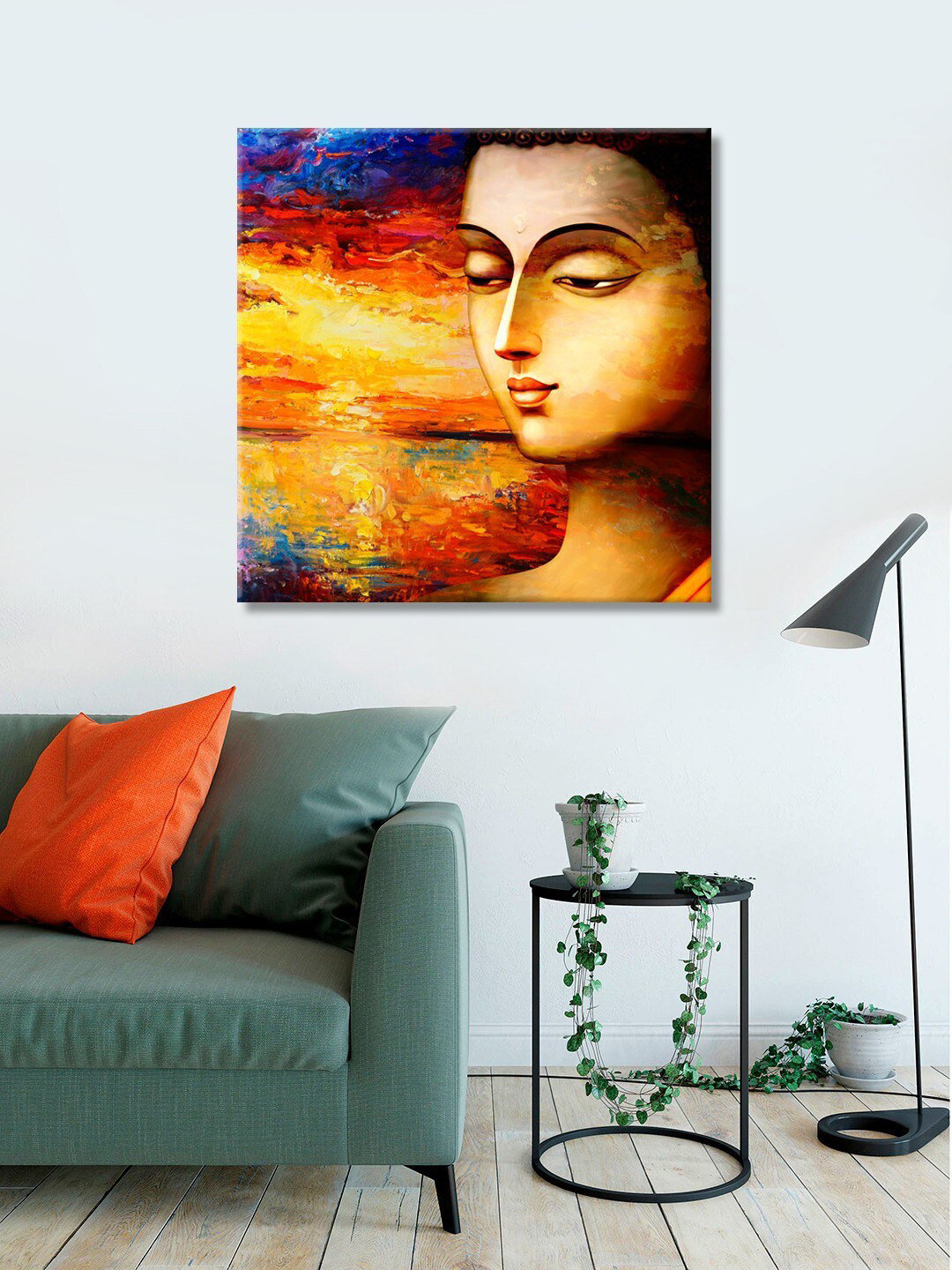 999Store Abstruck Buddha Face Wood Wall Square Paintings Wall Art - 24x24In