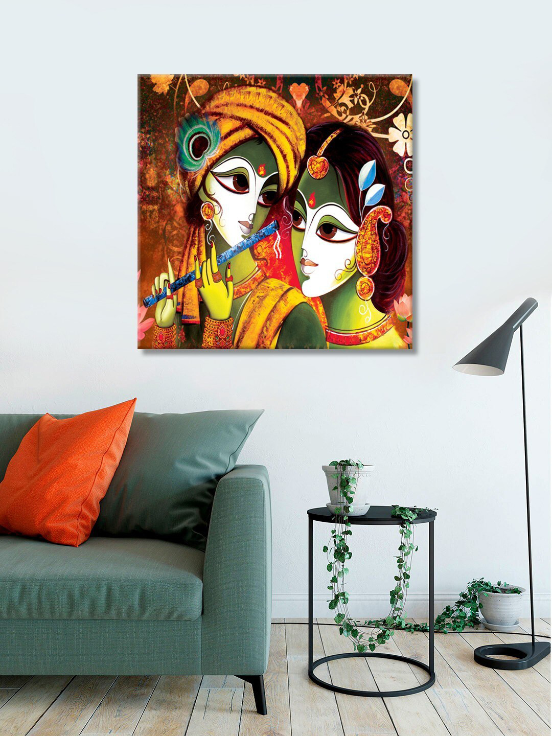 999Store Multicolored Printed Radha Krishna Canvas Wall Art