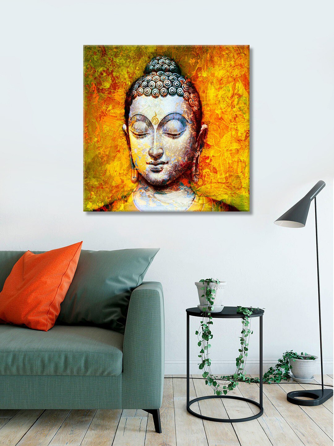 999Store Yellow & White Buddha Face Wall Art