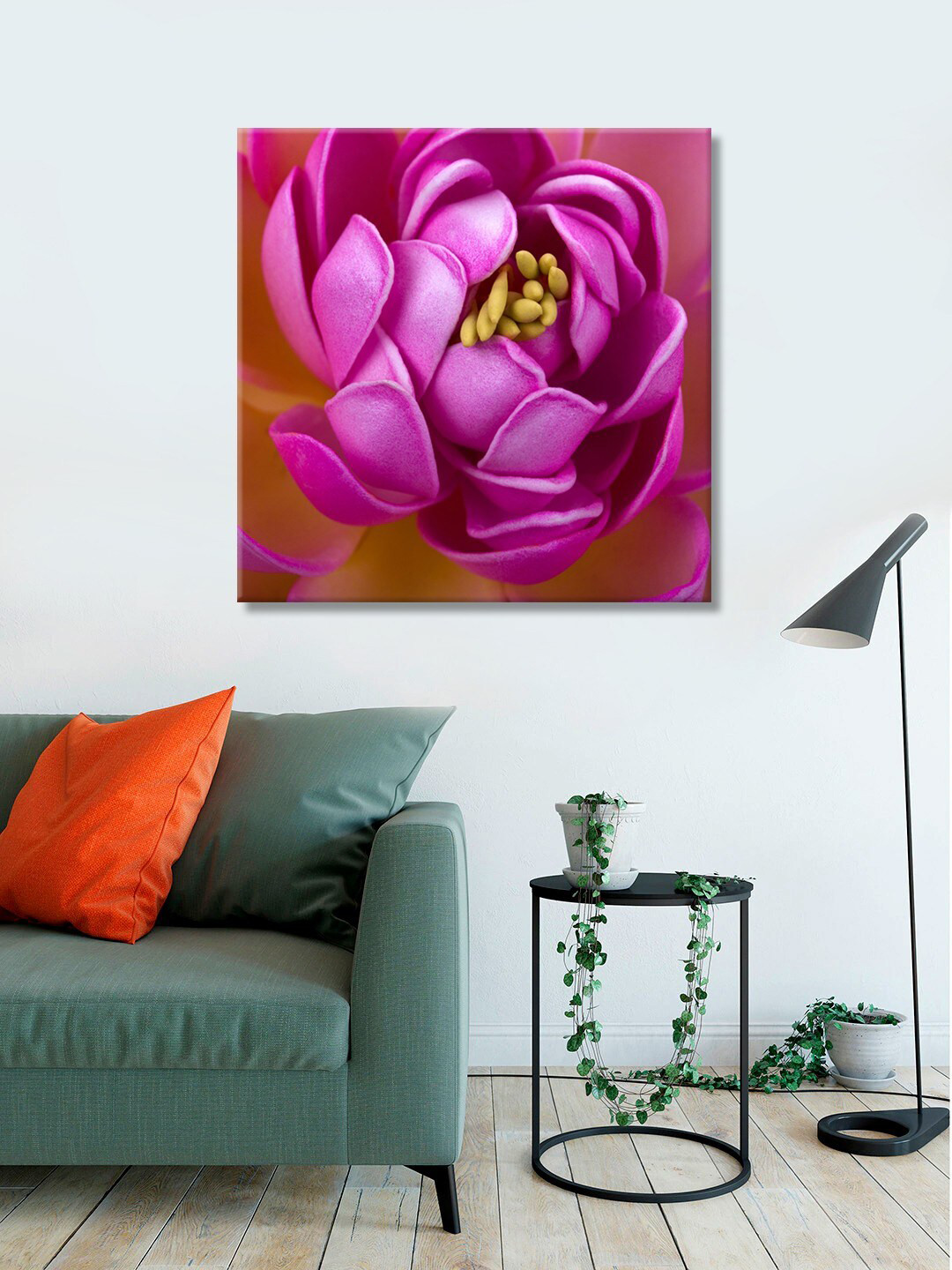 999Store Pink Floral Print Canvas Wall Art