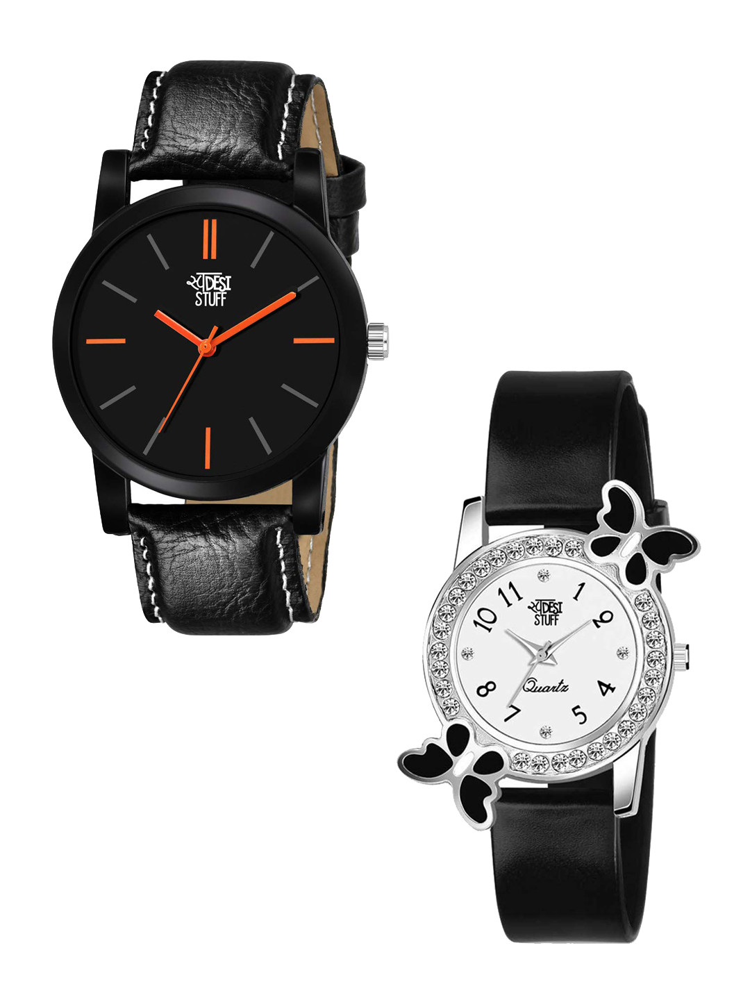 SWADESI STUFF Kids Set of 2 Black & White Analogue Watches