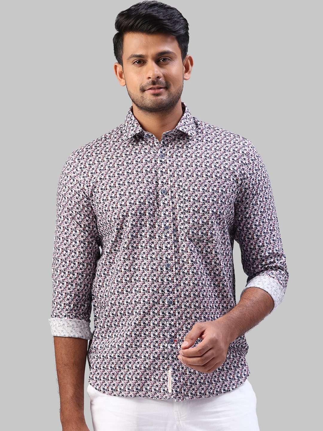 Ethnix by Raymond Men Violet Regular Fit Printed Casual Shirt