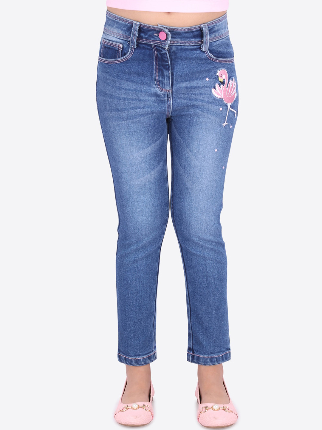 CUTECUMBER Girls Blue Regular Fit Mid-Rise Clean Look Jeans