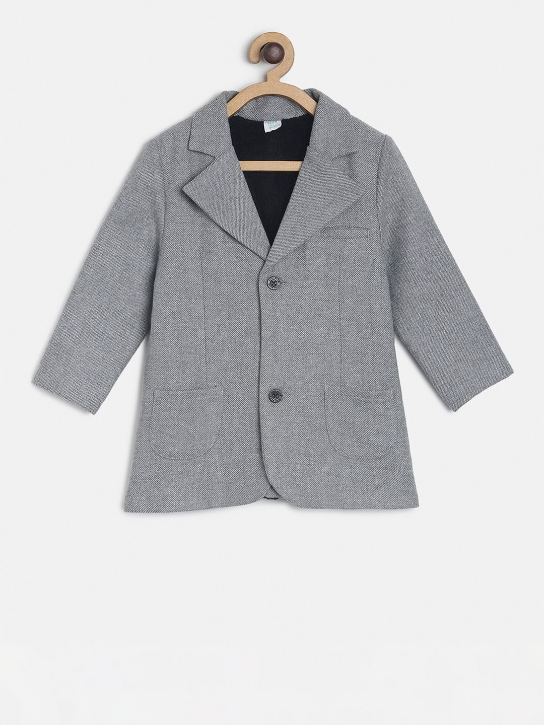 MINI KLUB Boys Grey Solid Tailored Jacket