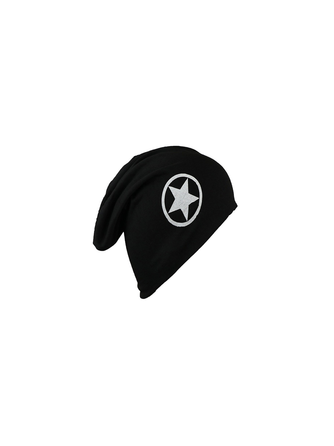 Bunnywave Unisex Black & Off-White Printed Beanie