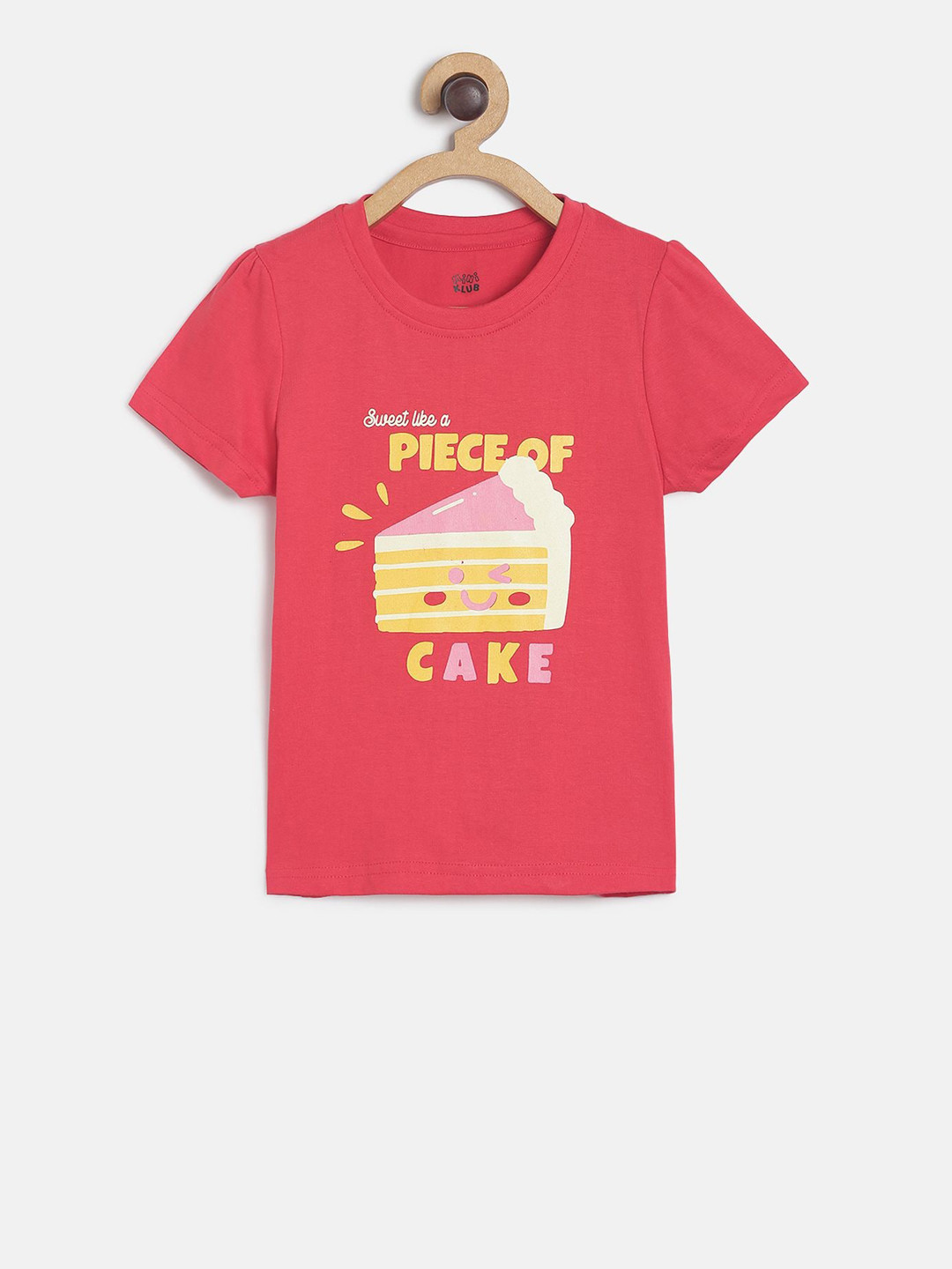 MINI KLUB Girls Red Printed Pure Cotton Top