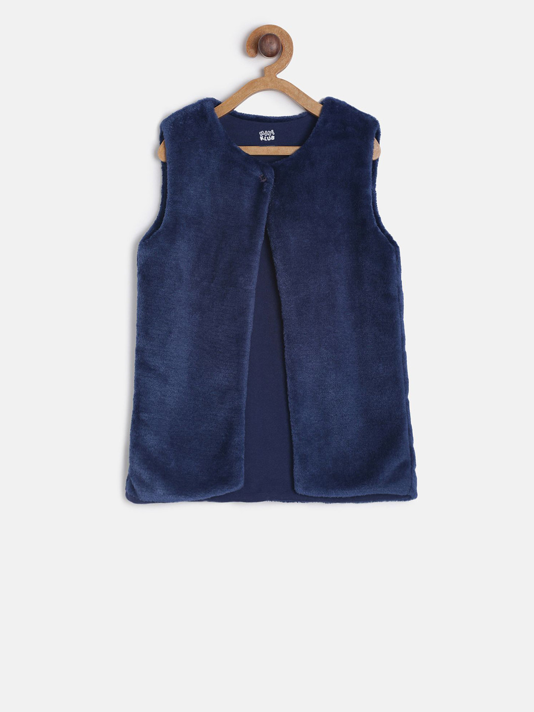 MINI KLUB Girls Navy Blue Solid Button Shrug