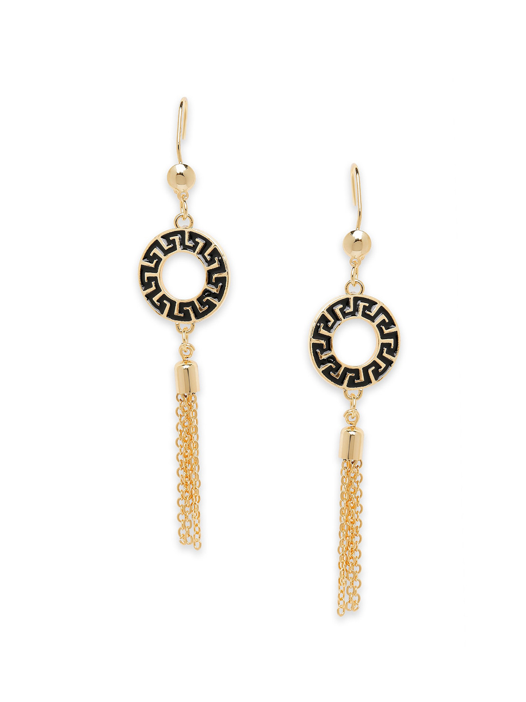 Moon Dust Gold-Toned & Black Quirky Hoop Earrings