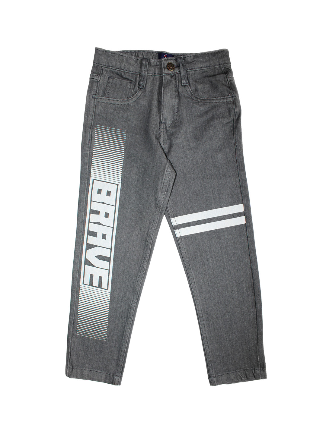 KiddoPanti Boys Grey & White Jean Regular Fit Mid-Rise Clean Look Jeans