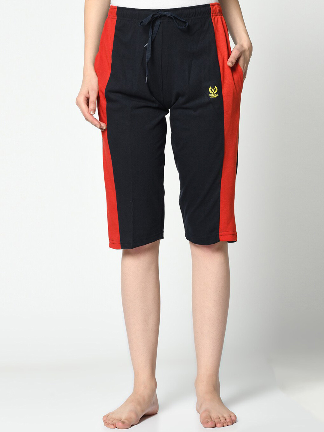 MACK JONNEY Women Blue & Red Solid Lounge Shorts