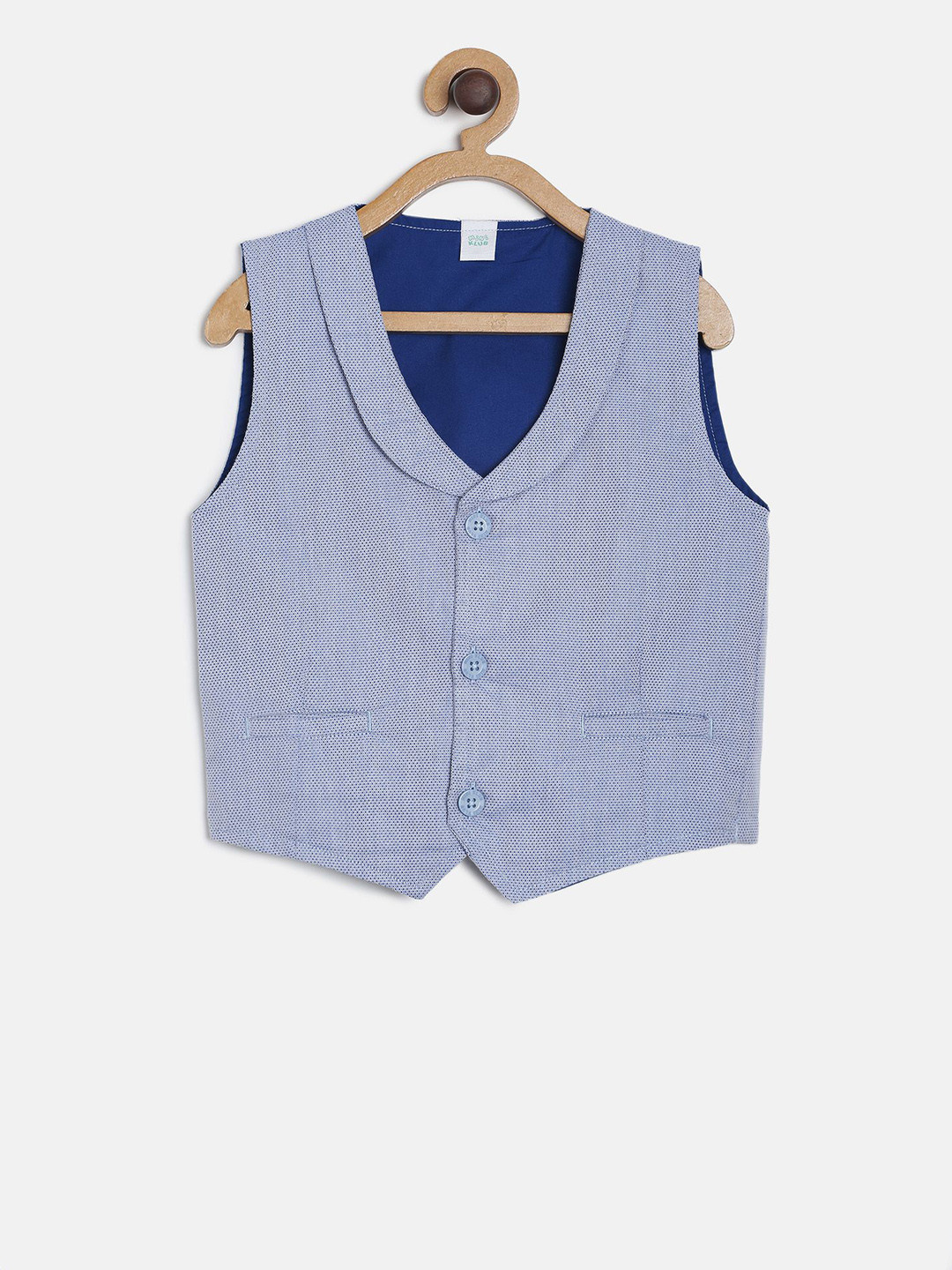 MINI KLUB Boys Blue Solid Waistcoat