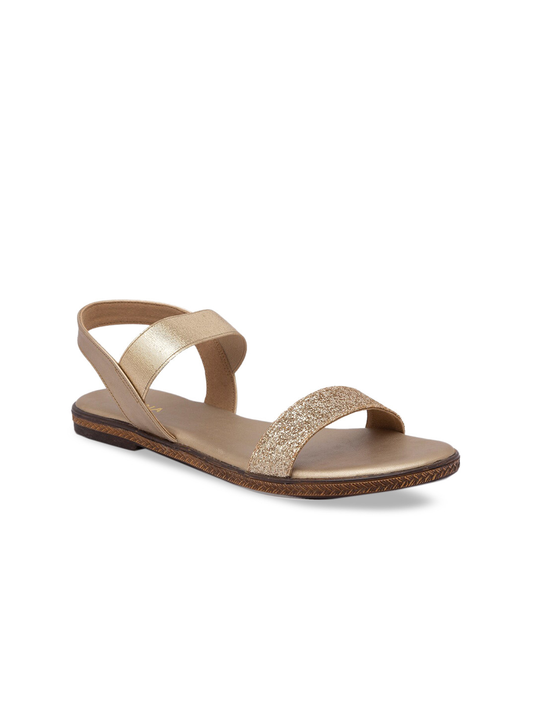 Rocia Women Gold-Toned Open Toe Flats