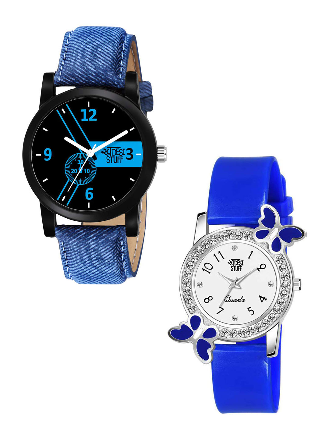 SWADESI STUFF Set Of 2 Boys Blue & Black Analogue Watches LR 2 & BF BLUE