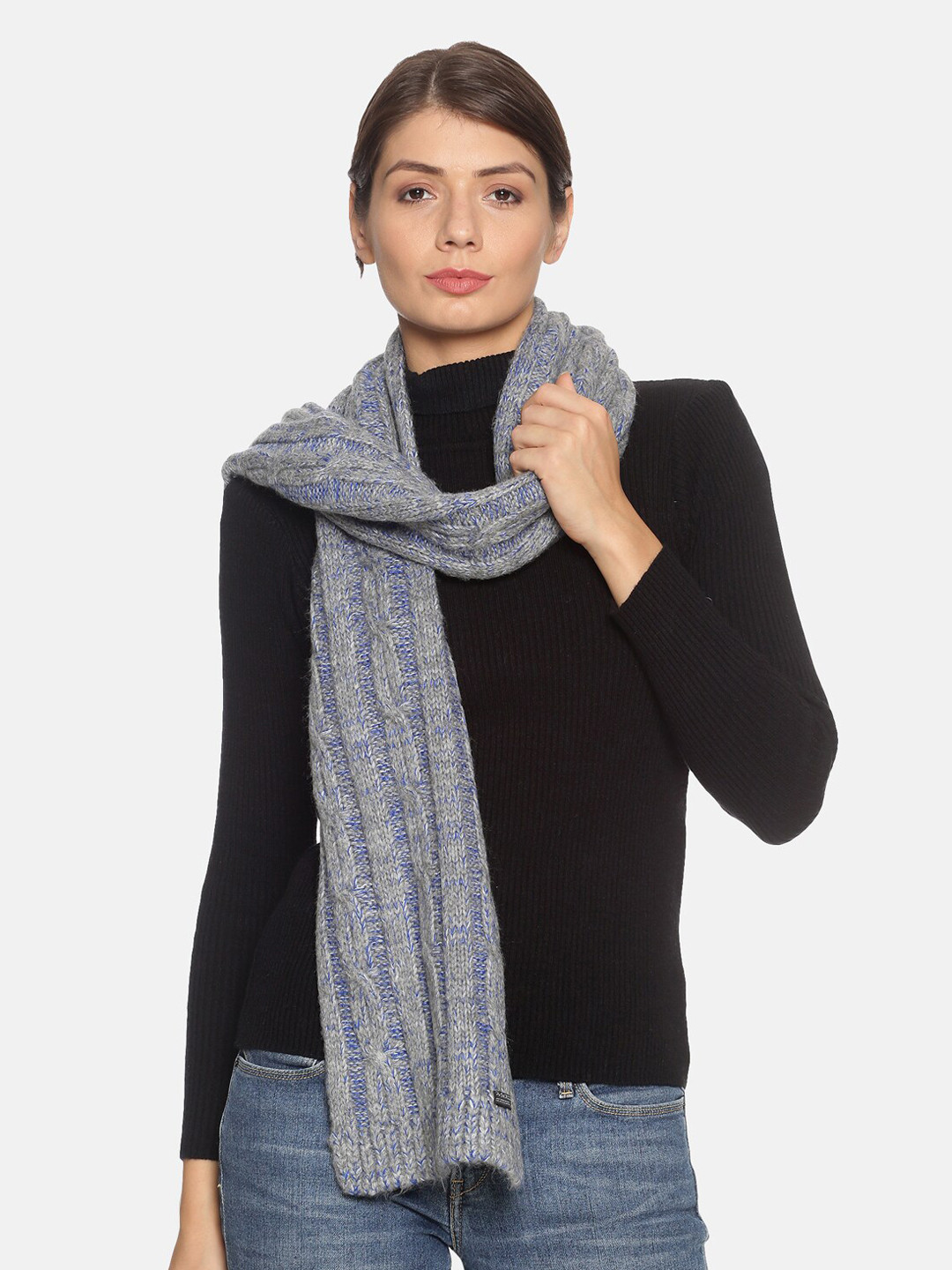 513 Women Blue & Grey Stripped Muffler