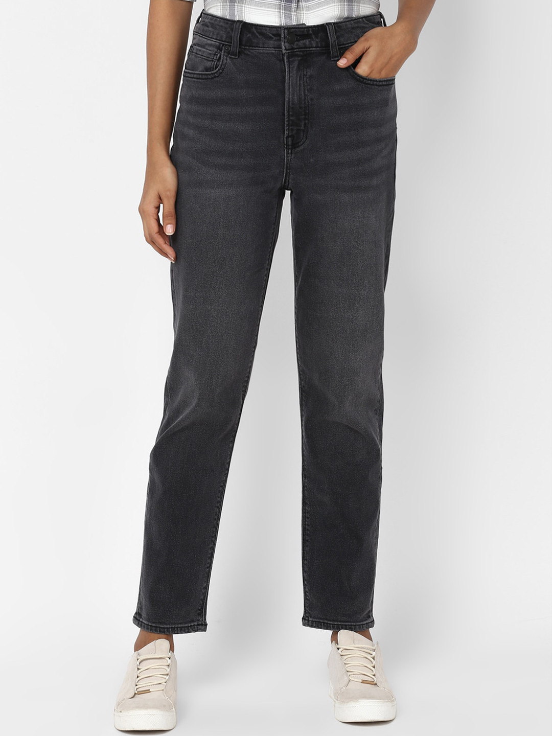 AMERICAN EAGLE OUTFITTERS Women Black Slim Fit Mid-Rise Clean Look Stretchable Jeans